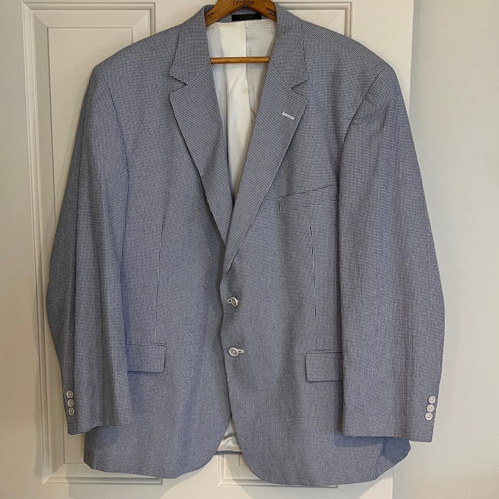 Elegant Light Blue Checked Men's Blazer Lightweight